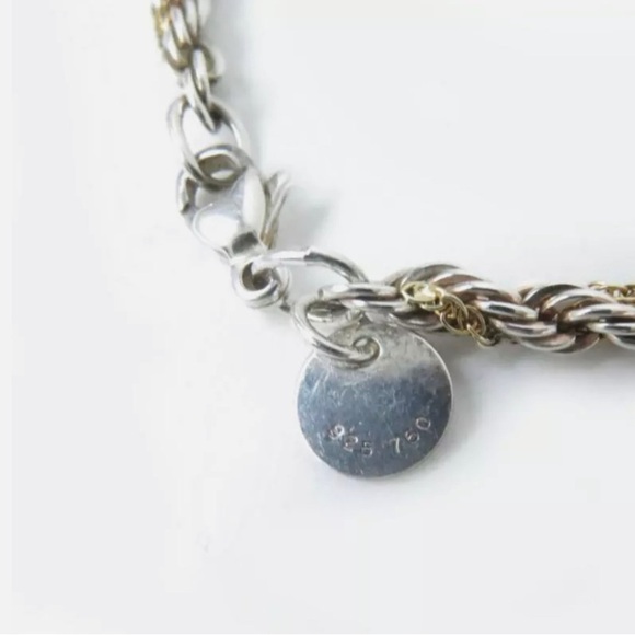 TIFFANY & Co. vintage bracelet .925 SS & 750 (18kt gold) twisted chain; 19cm - Picture 3 of 8